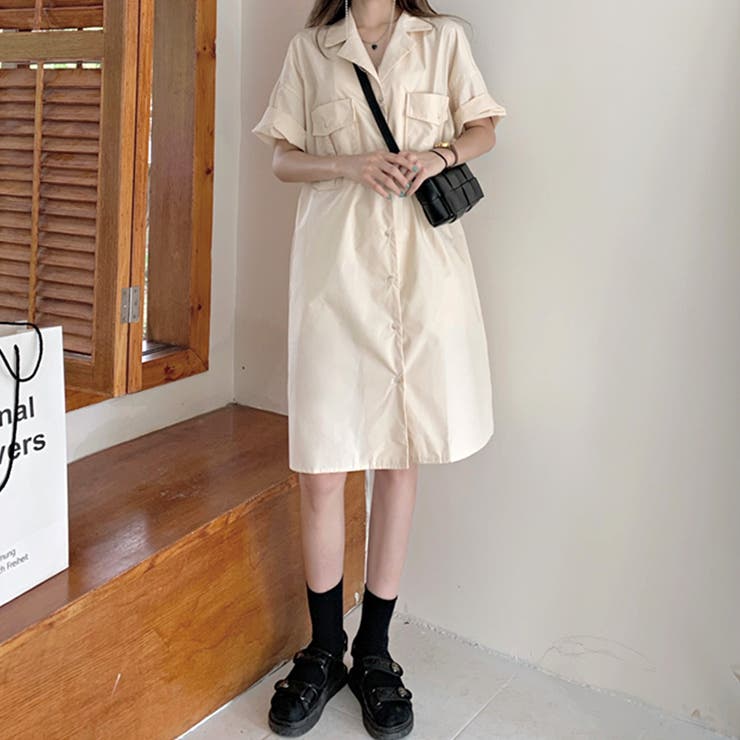 【再入荷】ミニマル 半袖シャツ ワンピース 日本製]バンドカラーシャツワンピース(ワンピース) | GIANNI LO