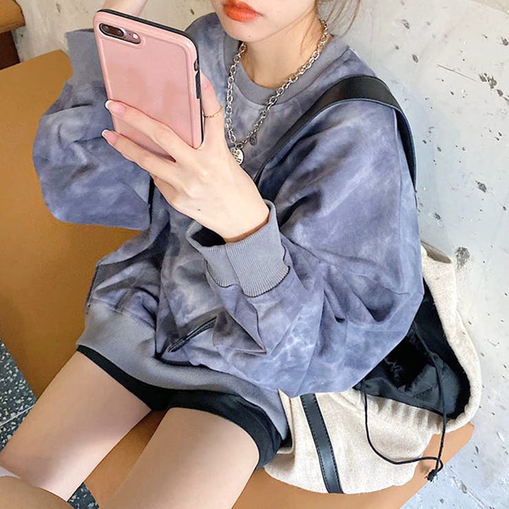 タイダイ柄ビッグトレーナー Tシャツ スウェット[品番：NETW0000841