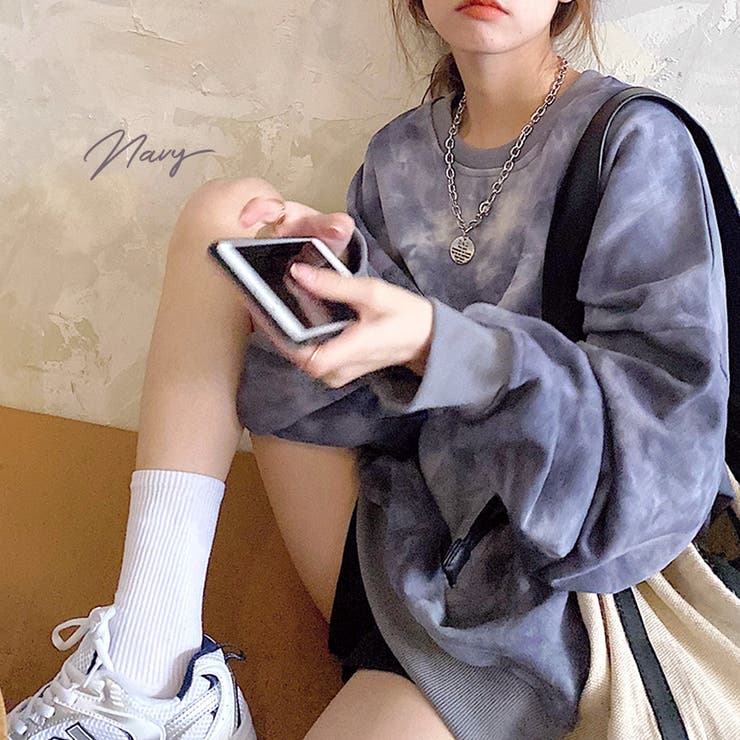 タイダイ柄ビッグトレーナー Tシャツ スウェット[品番：NETW0000841