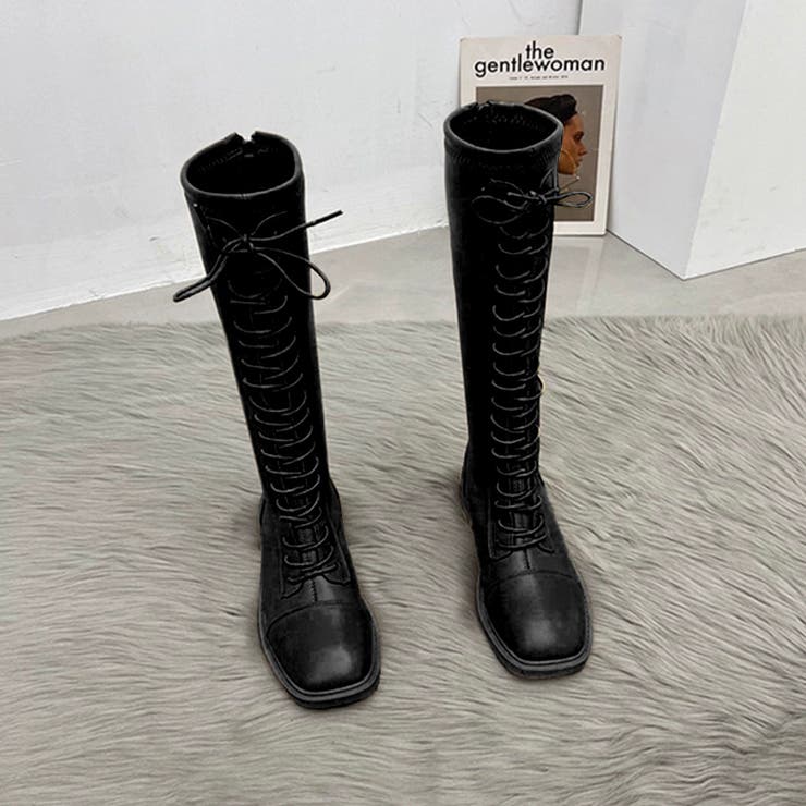 編み上げロングブーツ レースアップ スクエアトゥ 品番 Netw Riff リフ のレディース ファッション通販 Shoplist ショップリスト