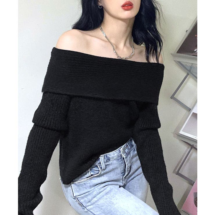 オフショルニットトップス オフショルダー オフタートル | Riff | 詳細画像29 