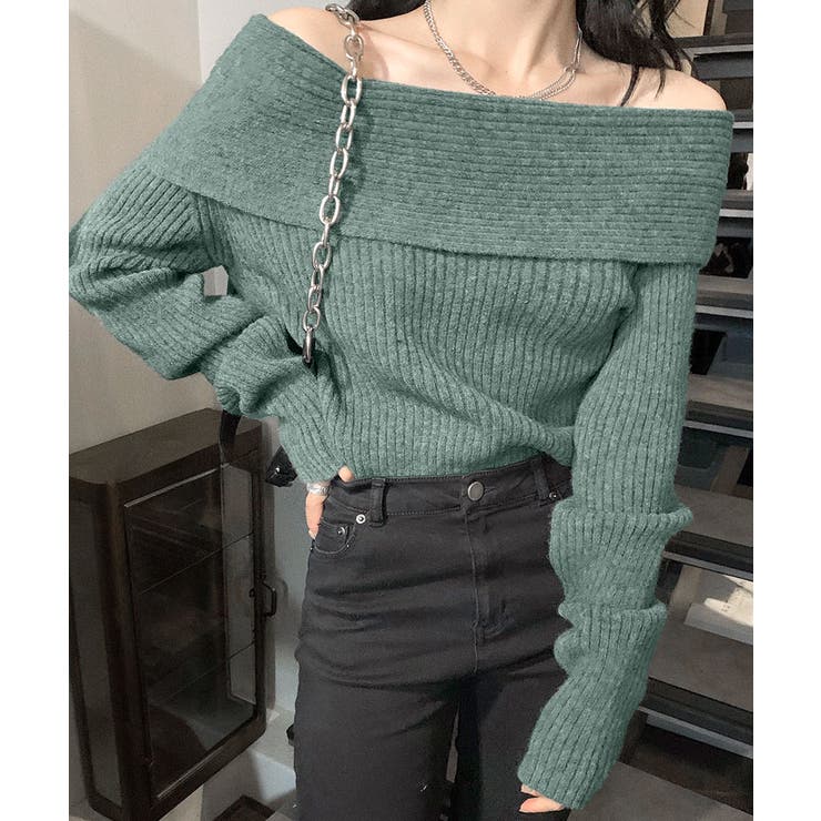 オフショルニットトップス オフショルダー オフタートル | Riff | 詳細画像42 