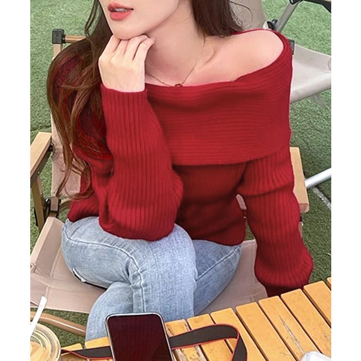 オフショルニットトップス オフショルダー オフタートル | Riff | 詳細画像39 