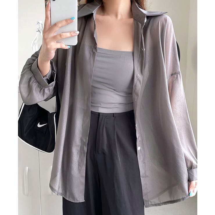 チャコールグレー | シアーシャツ シースルー 羽織り | Riff