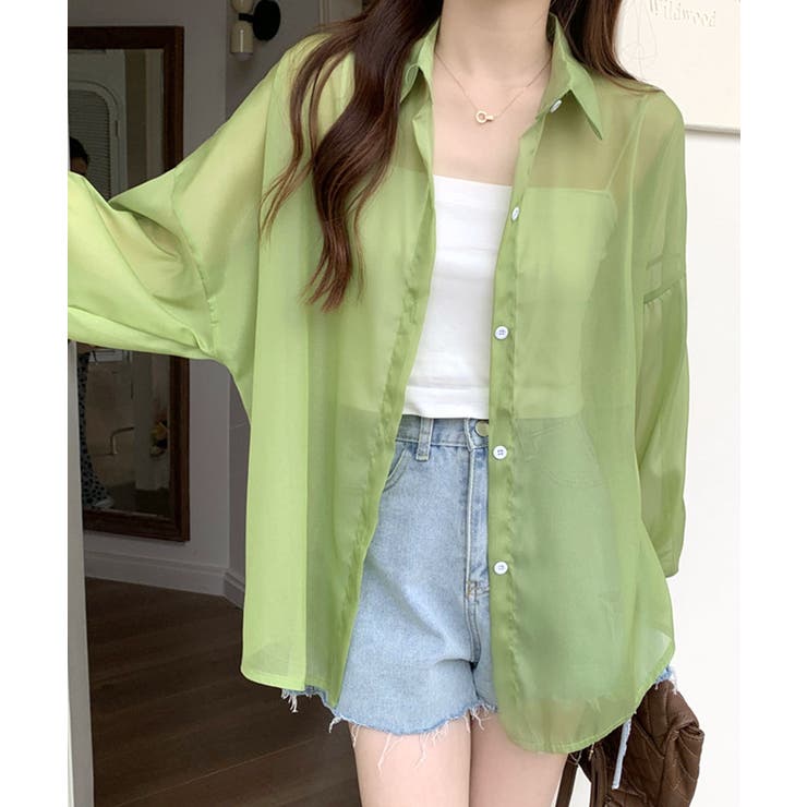 グリーン | シアーシャツ シースルー 羽織り | Riff