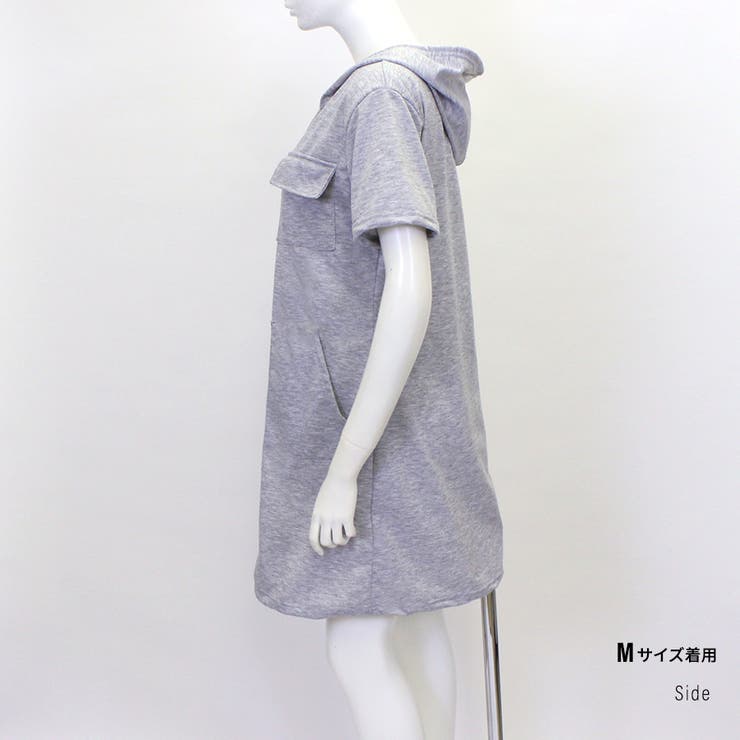 NΦDRESS ノードレス ミニ丈半袖パーカー 半袖パーカー レディース