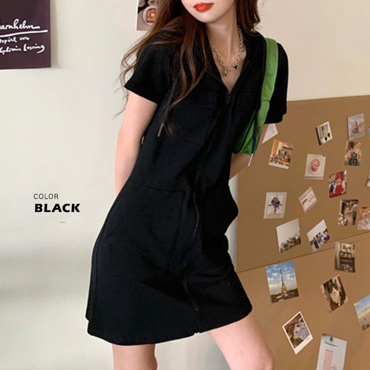 ★ELF SACK ★スポーティー パーカー ミニ ワンピース/送料込 ダブルジップパーカーミニワンピース | レディースファッション