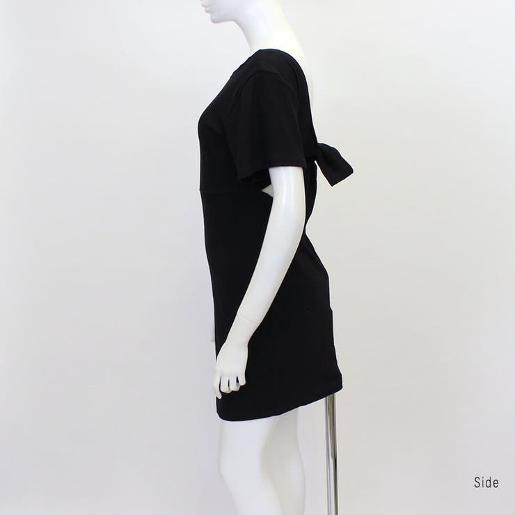 ワンピース ショート 半袖 パフスリーブ バックリボン 背中開き fit=scale-down,w=1200
