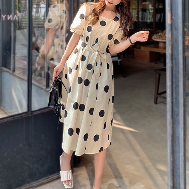 秋準備☆BCBG Stacyドット 水玉柄 リボンが素敵 大人ワンピ お得 大きいサイズ レディース ドット柄ワンピース 水玉 秋冬 長袖