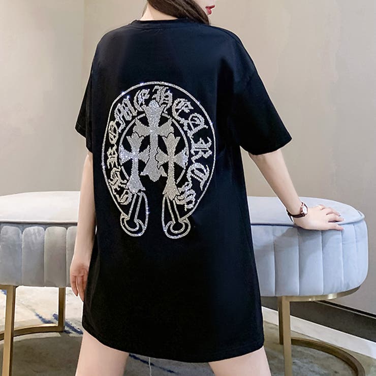 トリプルクロスラインストーンTシャツ ロンT クルーネック[品番