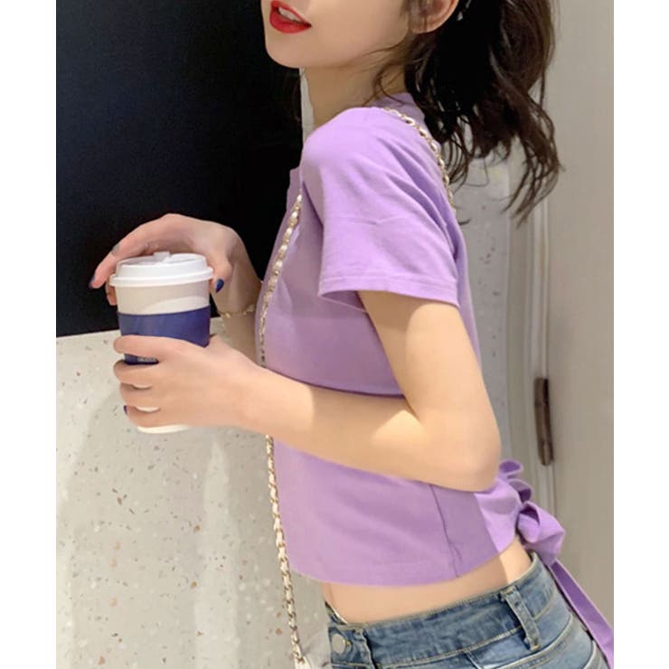 バックシャンで旬な装い ウエスト見せバックリボンTシャツ ショート丈 | Riff | 詳細画像15 