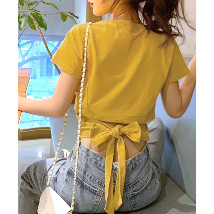 バックシャンで旬な装い ウエスト見せバックリボンTシャツ ショート丈 | Riff | 詳細画像26 