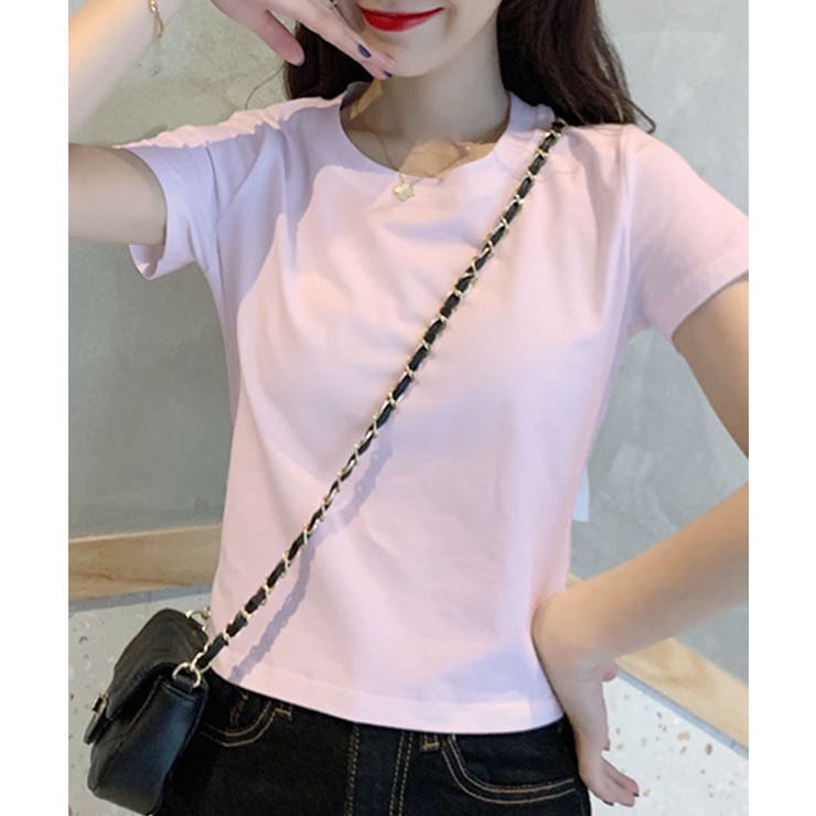 バックシャンで旬な装い ウエスト見せバックリボンTシャツ ショート丈