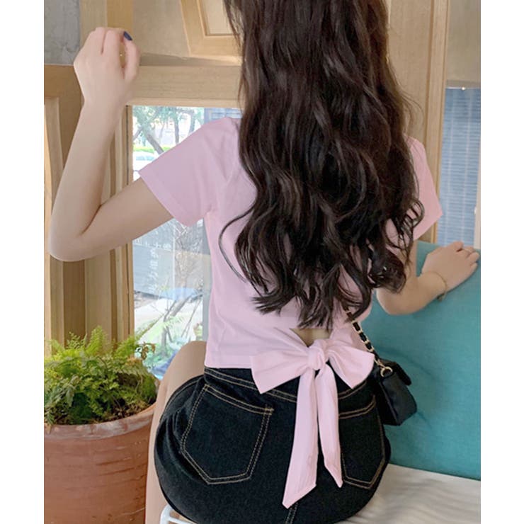 バックシャンで旬な装い ウエスト見せバックリボンTシャツ ショート丈 | Riff | 詳細画像36 