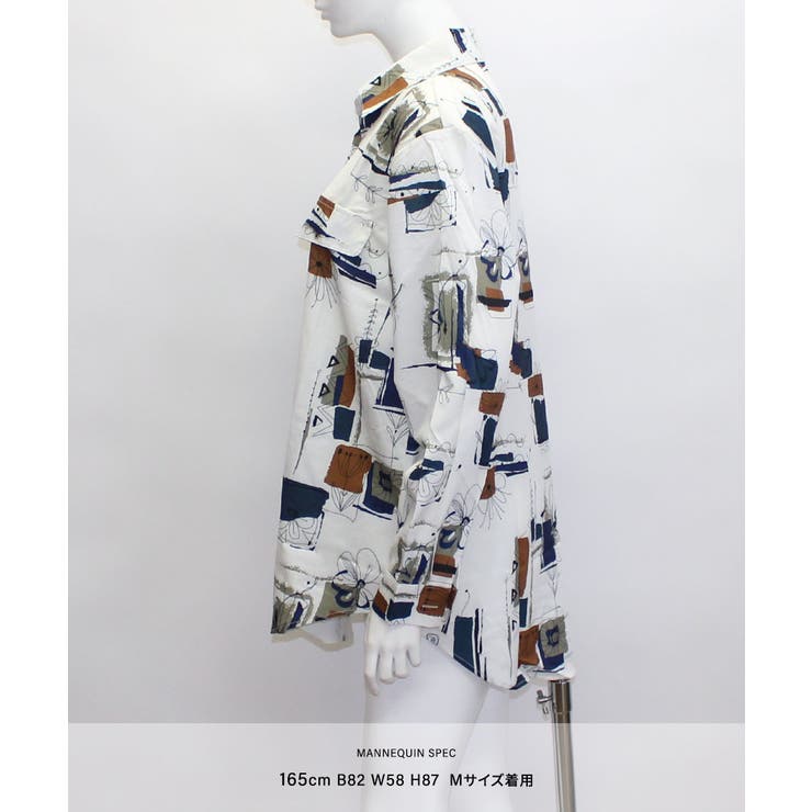 存在感のある総柄プリント 柄シャツ レトロ[品番：NETW0001304