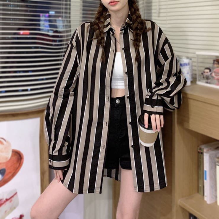 着映えする太ストライプがアクセントに ストライプシャツ ゆるシャツ | Riff | 詳細画像12 