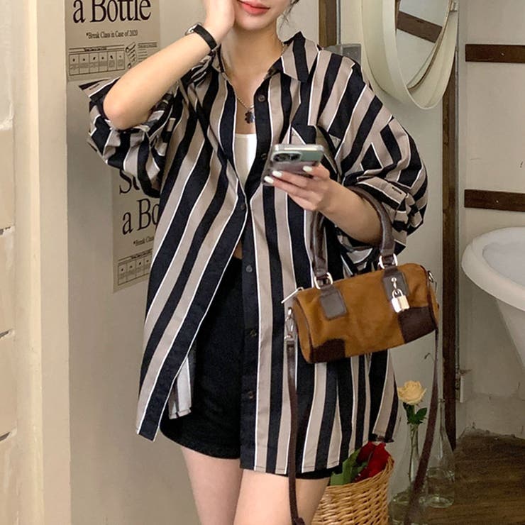 着映えする太ストライプがアクセントに ストライプシャツ ゆるシャツ | Riff | 詳細画像3 