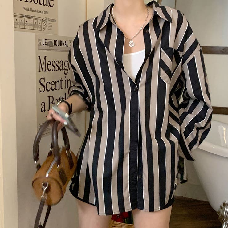 着映えする太ストライプがアクセントに ストライプシャツ ゆるシャツ | Riff | 詳細画像5 