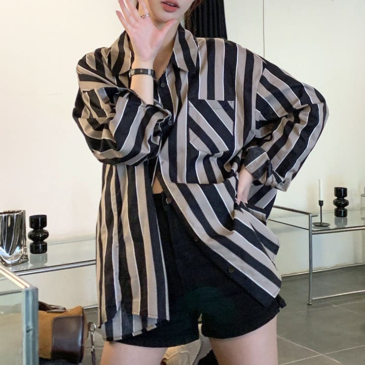 着映えする太ストライプがアクセントに ストライプシャツ ゆるシャツ | Riff | 詳細画像9 