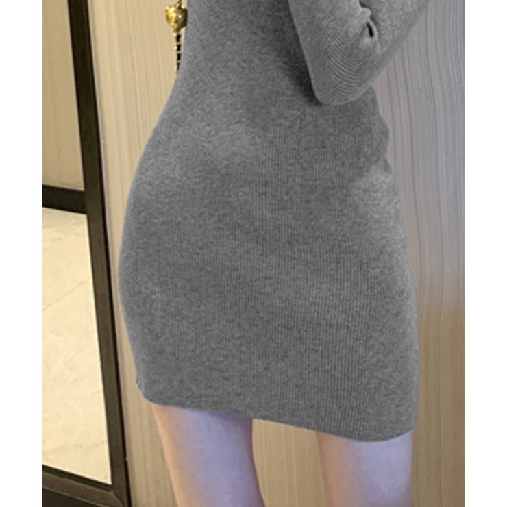 胸元のカッティングデザインがポイント ニットワンピース リブニット | Riff | 詳細画像10 