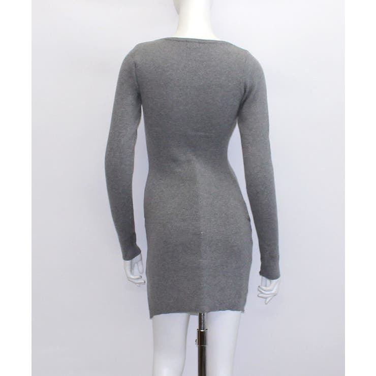 胸元のカッティングデザインがポイント ニットワンピース リブニット | Riff | 詳細画像28 