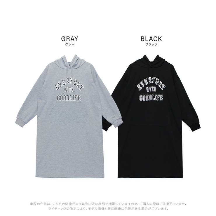 パーカーワンピース ロゴ ロングワンピース[品番：NETW0001362