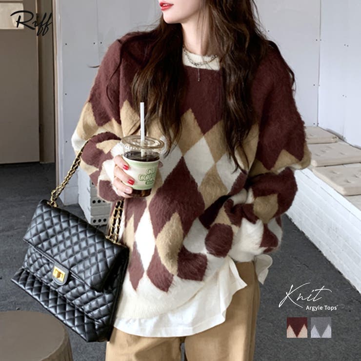 Jun & Ropé マルチアーガイル柄 サイズM　秋物　アウター Jun & Ropé マルチアーガイル柄 サイズM 秋物 アウター