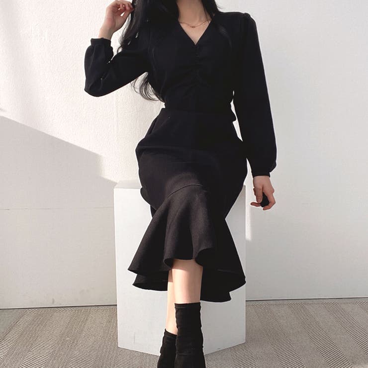 マーメイドワンピース 裾フリル ロングワンピース | Riff | 詳細画像19 