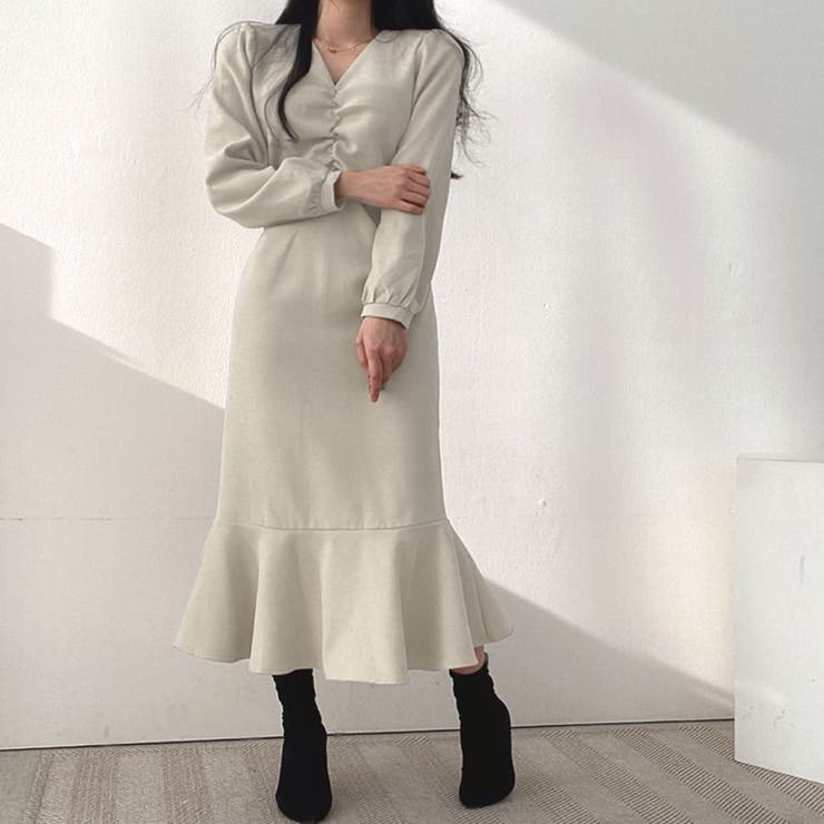 マーメイドワンピース 裾フリル ロングワンピース | Riff | 詳細画像3 