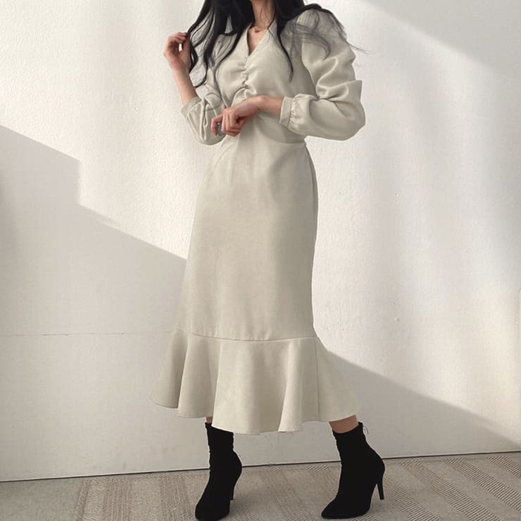 マーメイドワンピース 裾フリル ロングワンピース | Riff | 詳細画像6 