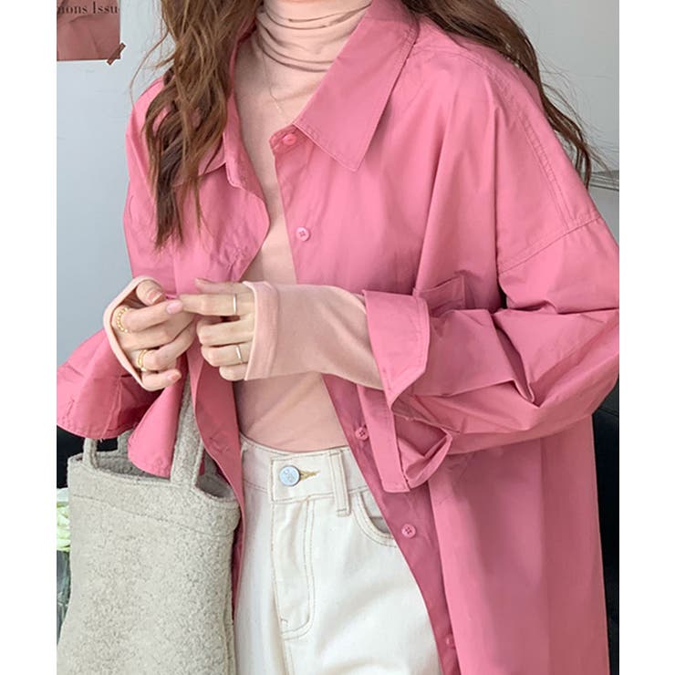 ピンク | ビッグシルエットで抜け感をメイク カラーシャツ オーバーサイズ | Riff