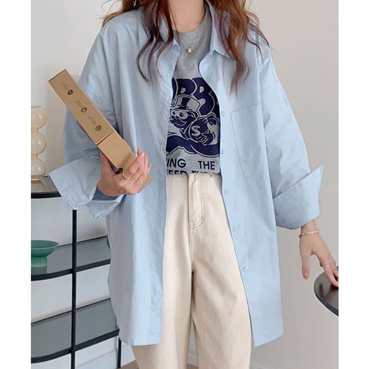 サックス | ビッグシルエットで抜け感をメイク カラーシャツ オーバーサイズ | Riff