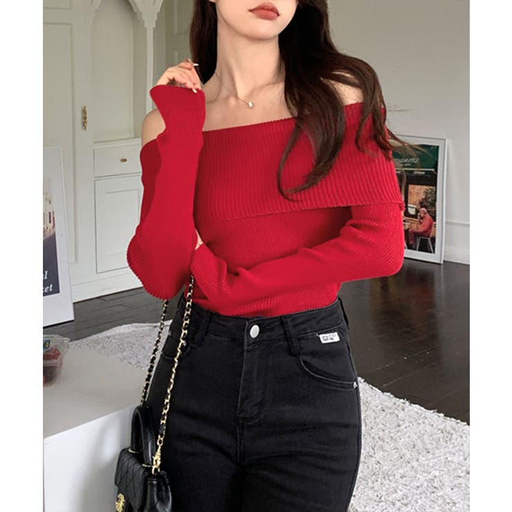 華奢見え オフショルリブニット リブ編み | Riff | 詳細画像15 