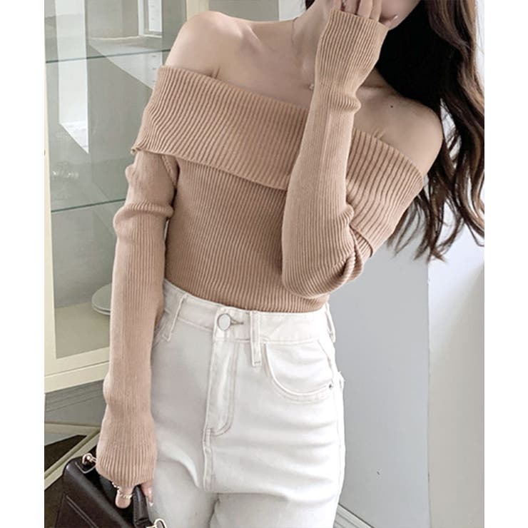 華奢見え オフショルリブニット リブ編み | Riff | 詳細画像9 