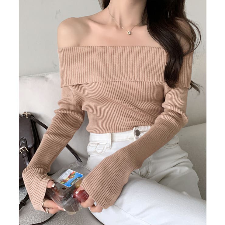 華奢見え オフショルリブニット リブ編み | Riff | 詳細画像10 