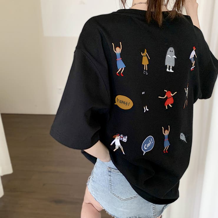 レトロポップなBACKプリント オーバーサイズTシャツ 半袖[品番