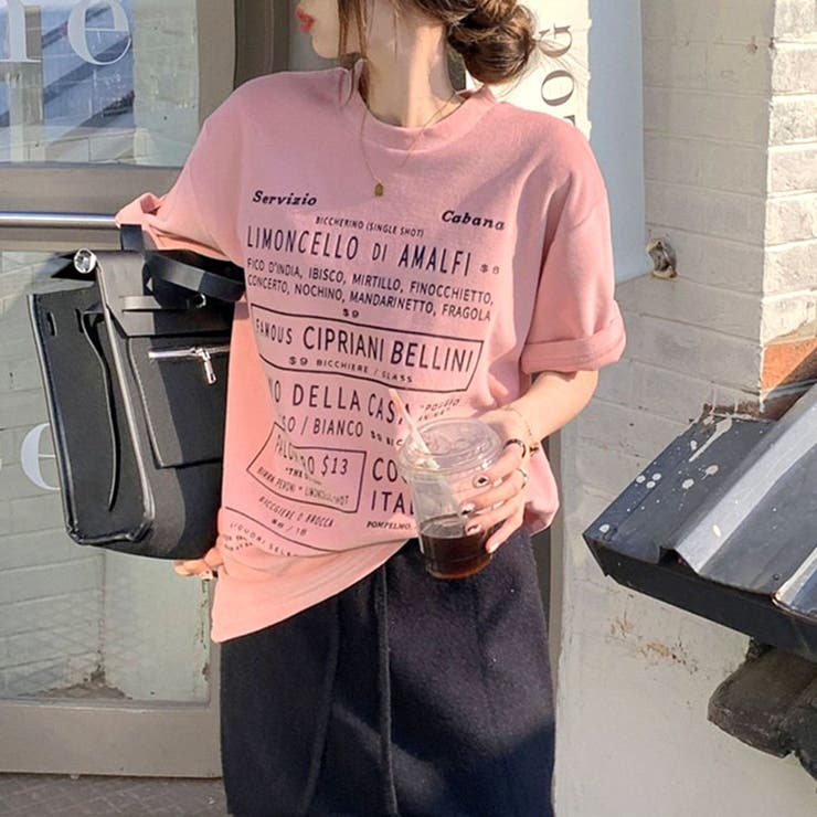 スタイリッシュな大人ロゴT ロゴプリントTシャツ 半袖[品番
