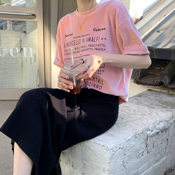 スタイリッシュな大人ロゴT ロゴプリントTシャツ 半袖[品番