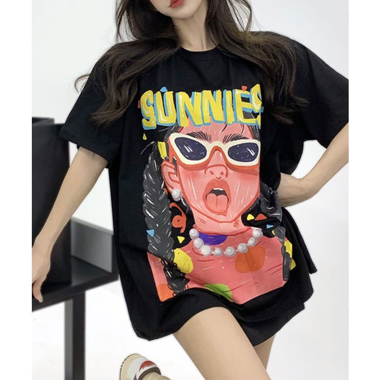 前後BIGプリントデザイン プリントTシャツ オーバーサイズ[品番