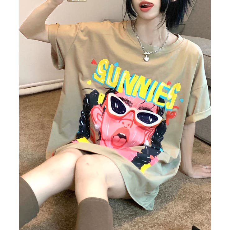 前後BIGプリントデザイン プリントTシャツ オーバーサイズ[品番