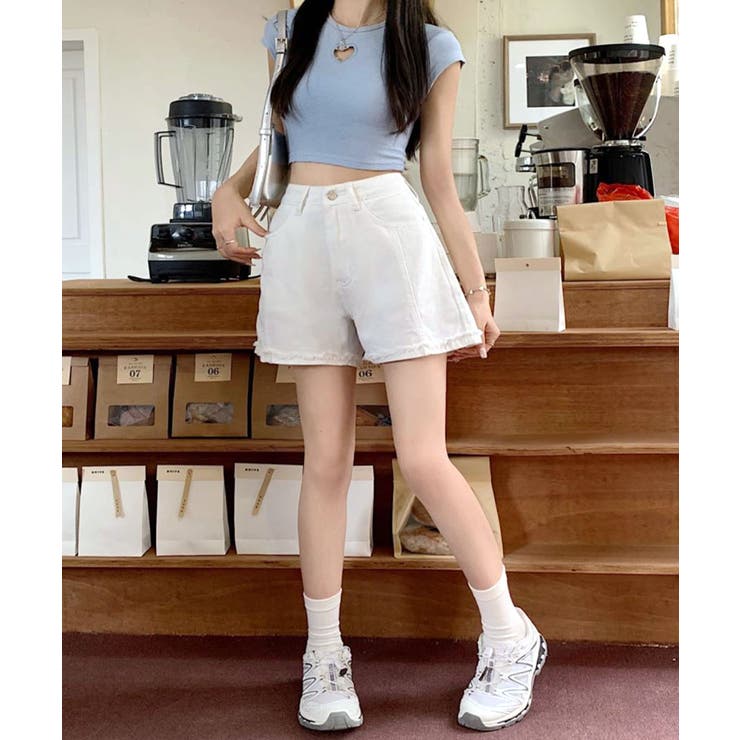 epa ハイウエストショートパンツ(ベージュ) ハイウエストショートパンツ タック フレア[品番：ORGW0000479