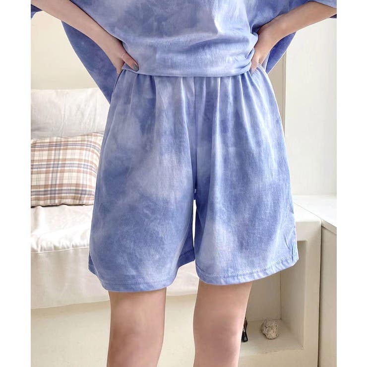 Tシャツ+ショートパンツ セットアップ タイダイ柄[品番