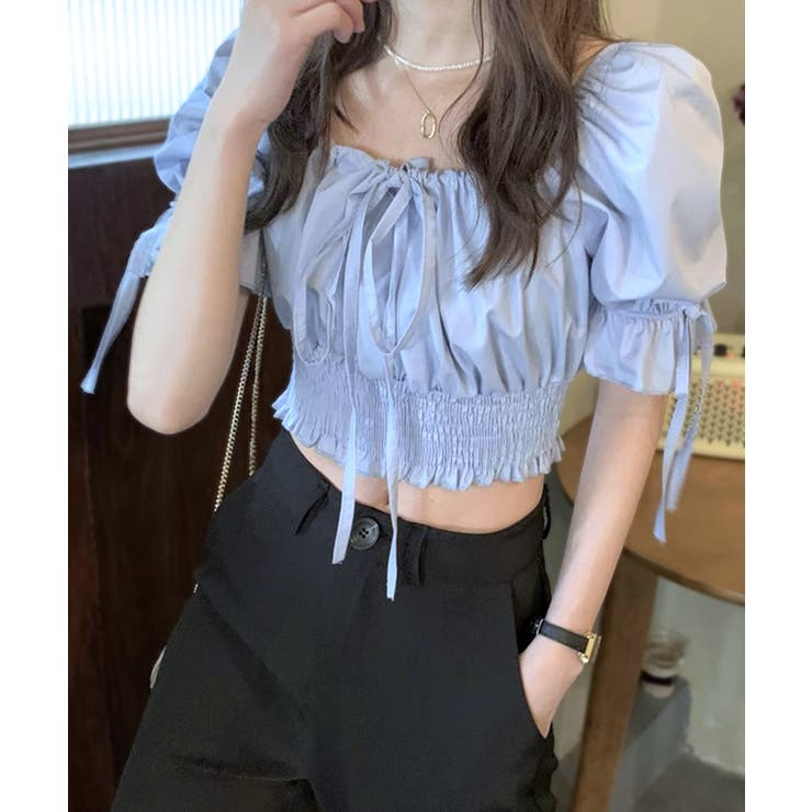 2WAYで着こなせる オフショルトップス クロップド丈[品番：NETW0001596