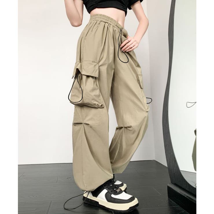 カーゴパンツ ドロスト付き パラシュートパンツ[品番