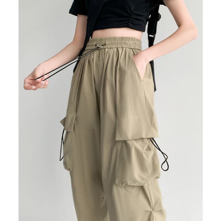 カーゴパンツ ドロスト付き パラシュートパンツ[品番