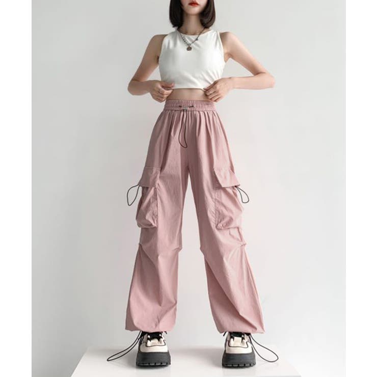 カーゴパンツ ドロスト付き パラシュートパンツ[品番