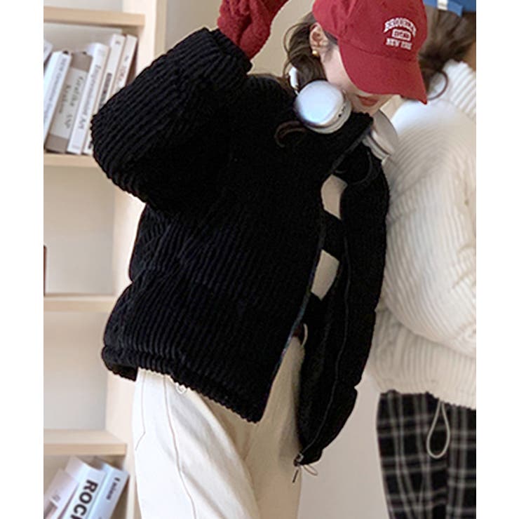 ブラック | コーデュロイ中綿ブルゾン ダウン ファイバー | Riff