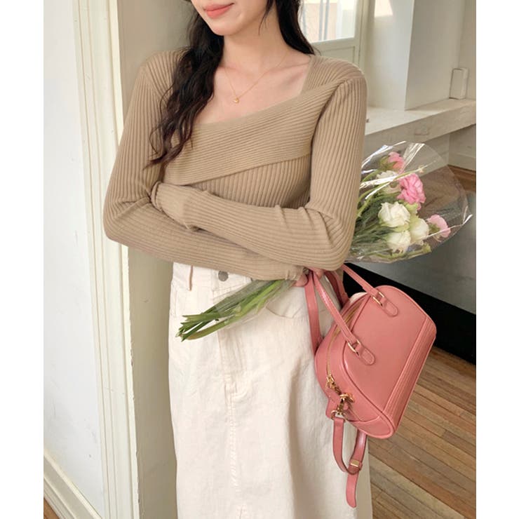 デコルテ見せニット リブニット Tシャツ | Riff | 詳細画像15 