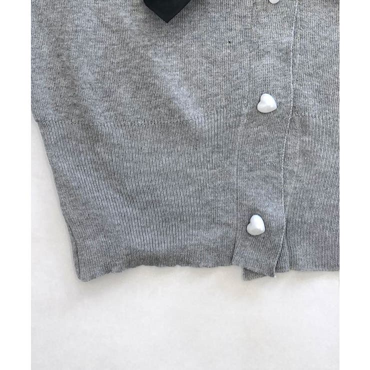 リボン付きVネックカーディガン ニットカーディガン パフスリーブ | Riff | 詳細画像25 