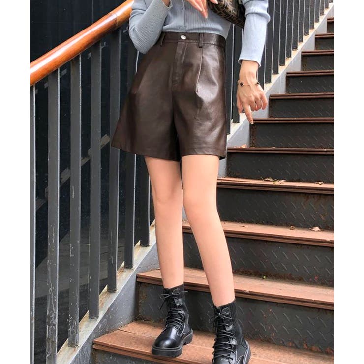 フェイクレザーショートパンツ ショート丈 ショーパン[品番